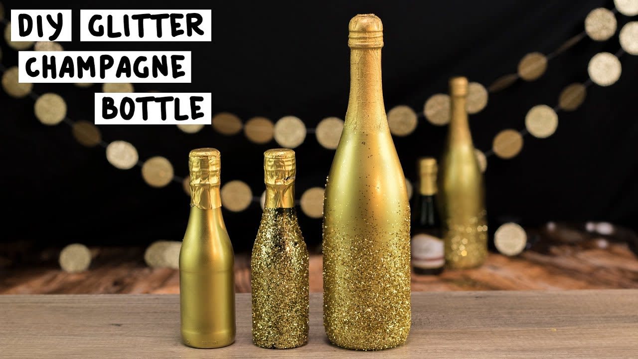 DIY Glitter Champagne Bottles - Tipsy Bartender