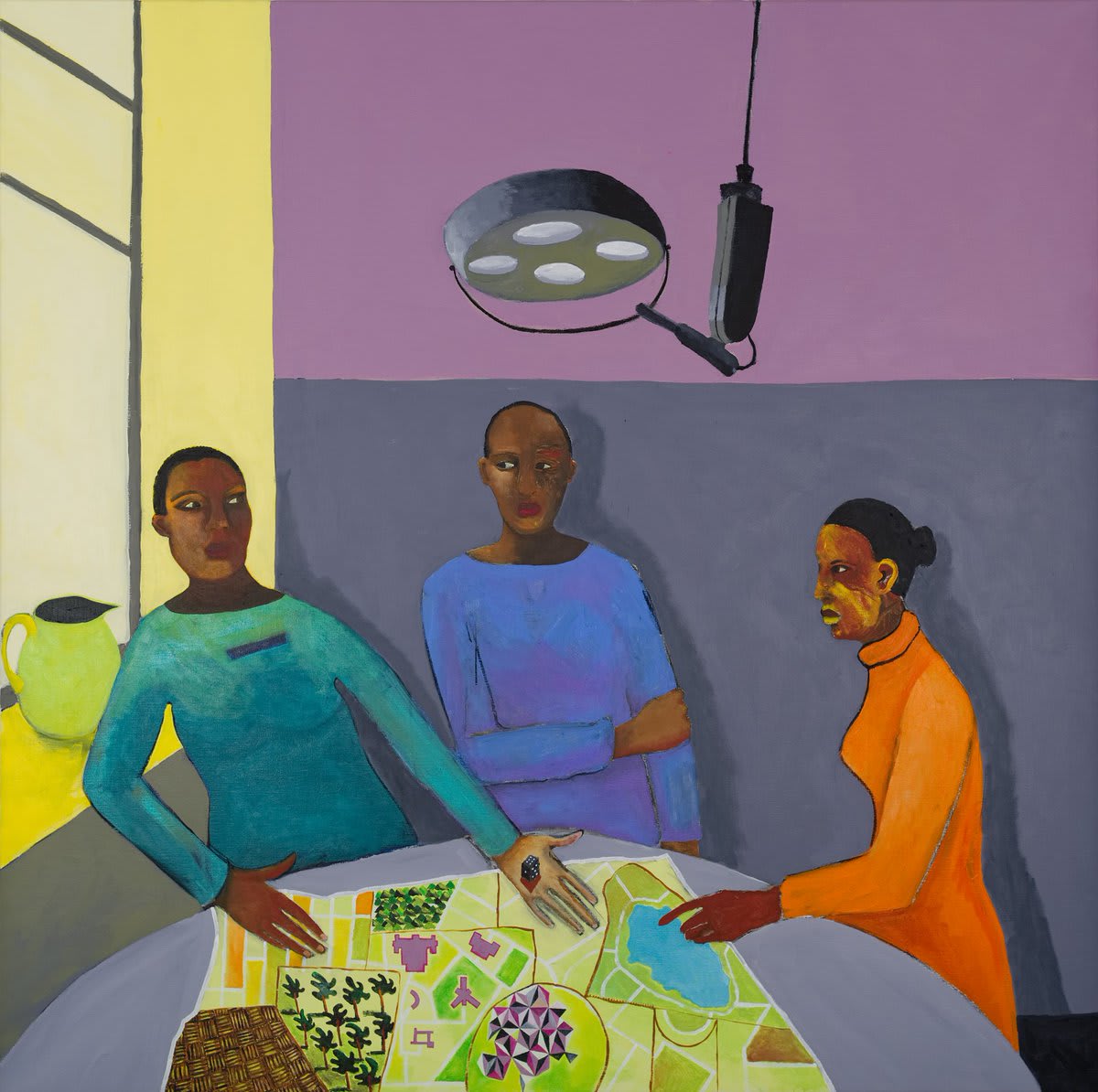 Not long until Lubaina Himid's major exhibition unfolds at Tate Modern. Her theatrical paintings fill everyday life with colour while amplifying overlooked histories. ️ https://t.co/DiajiwC6nU ️ LubainaHimid, The Operating Table 2019. Collection of Judi Roaman & Carla Chammas