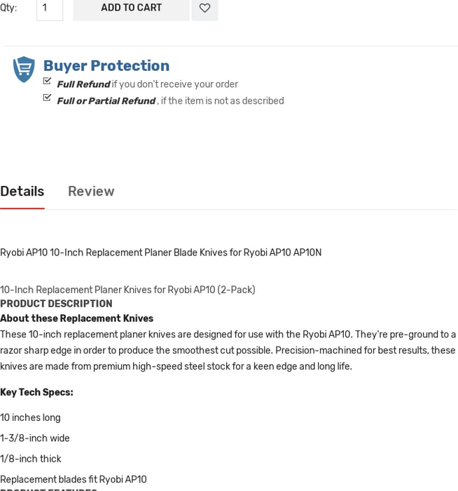 Mix Ryobi 10 Inch Replace Planer Blade Knives For Ryobi Ap10 Ap10n