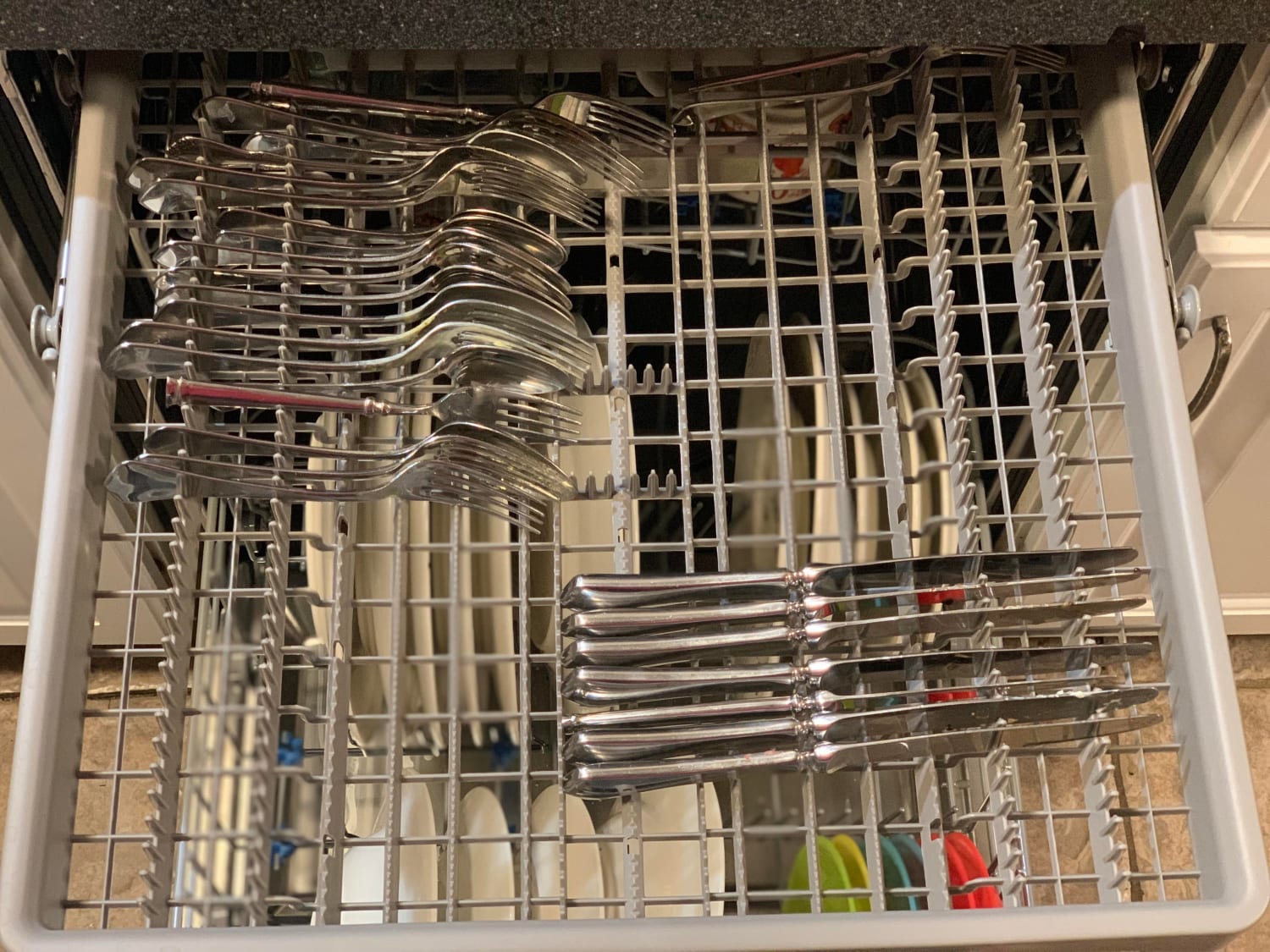 Our new dishwasher has three shelves. The top shelf is so insanely satisfying to load the silverware onto.