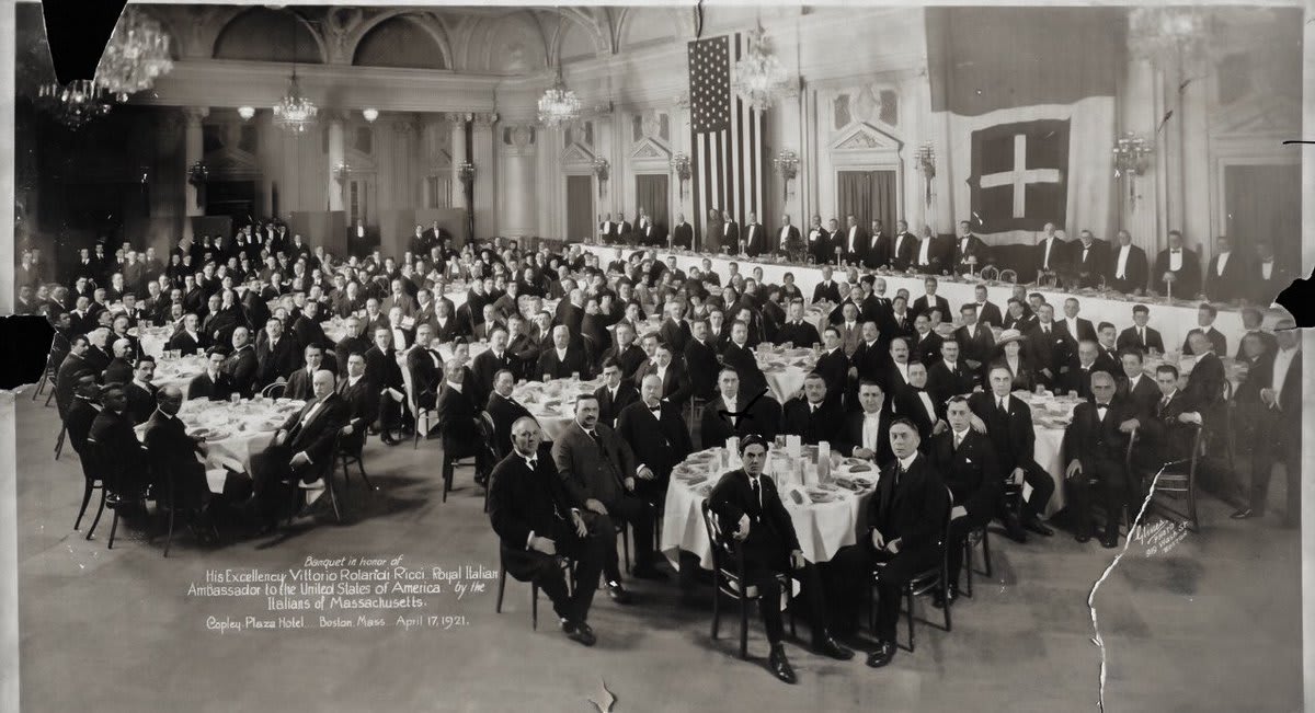 Banquet in honor of his excellency Vittorio Rolandi Ricci, royal Italian ambassador to the United States, by the Italians of Massachusetts at the Copley Plaza Hotel in Boston.