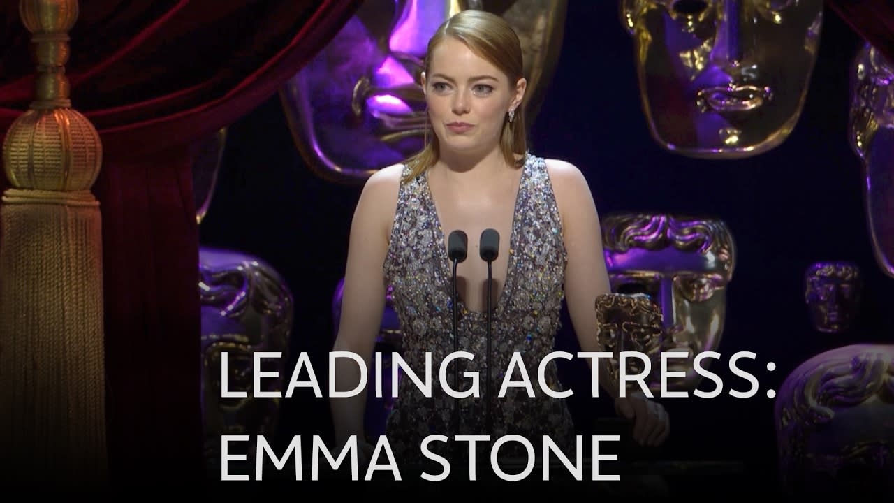 Emma Stone wins Best Leading Actress BAFTA for La La Land - The British Academy Film Awards 2017