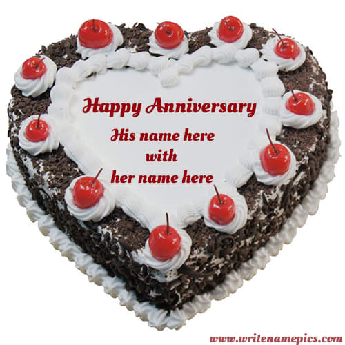 Mix Happy Anniversary Heart Cake With Name Edit