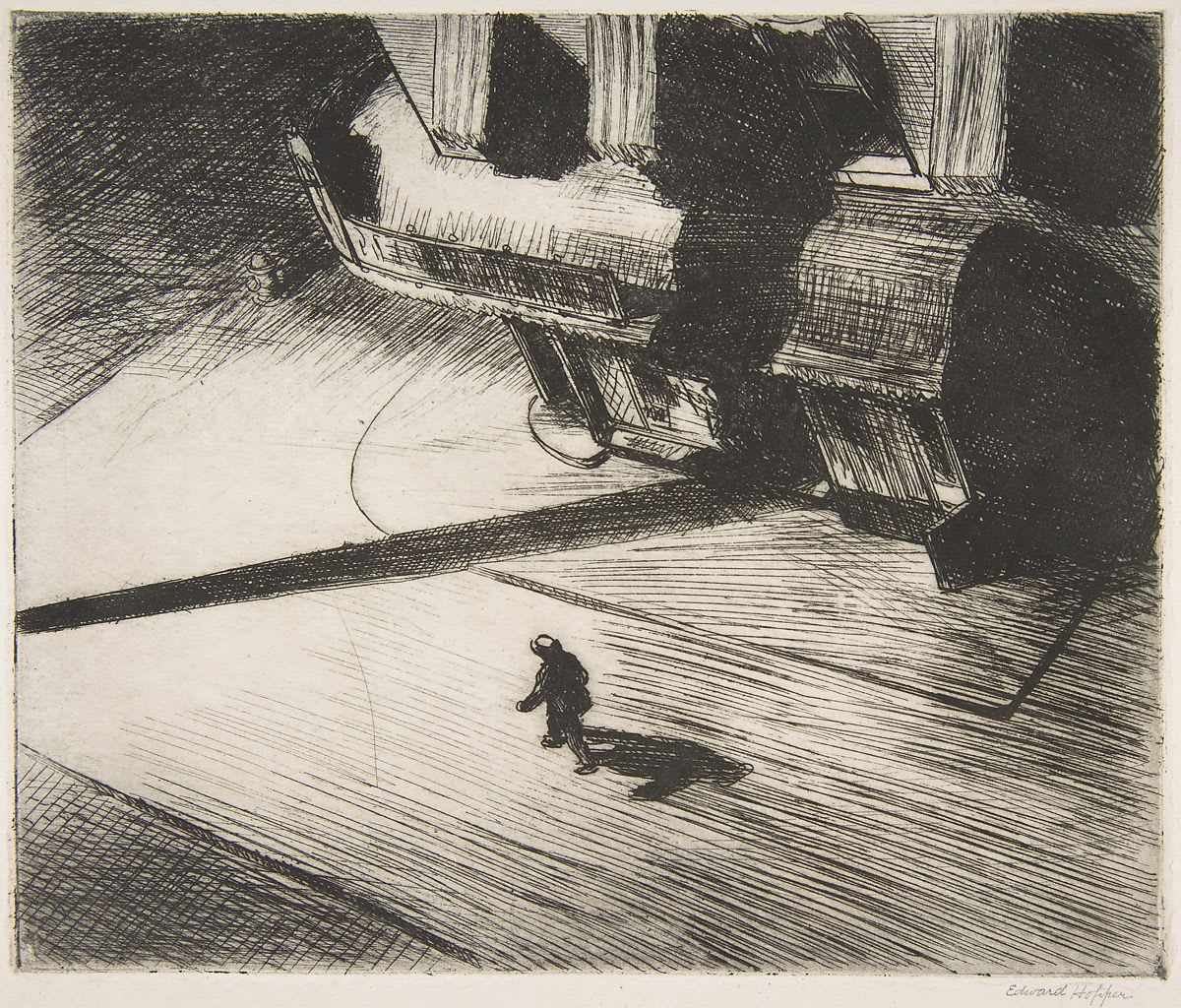 Night Shadows, 1921, Edward Hopper,