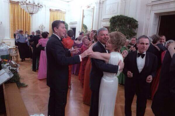 Ronald Reagan telling Frank Sinatra to stop dancing with his wife, 1981