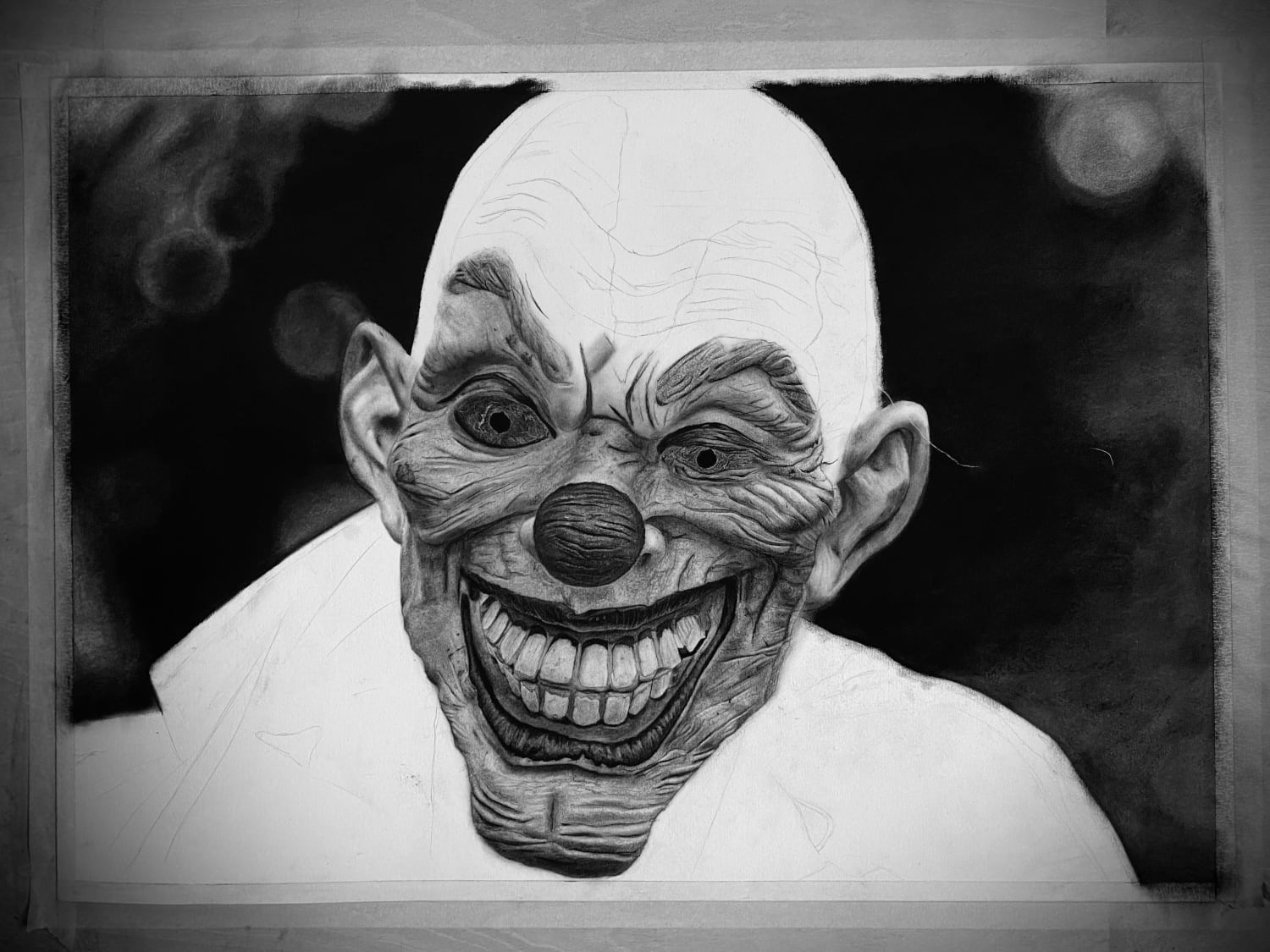 Current WIP of a Charcoal Clown Commission I’ve been working on | 70+ HOURS!