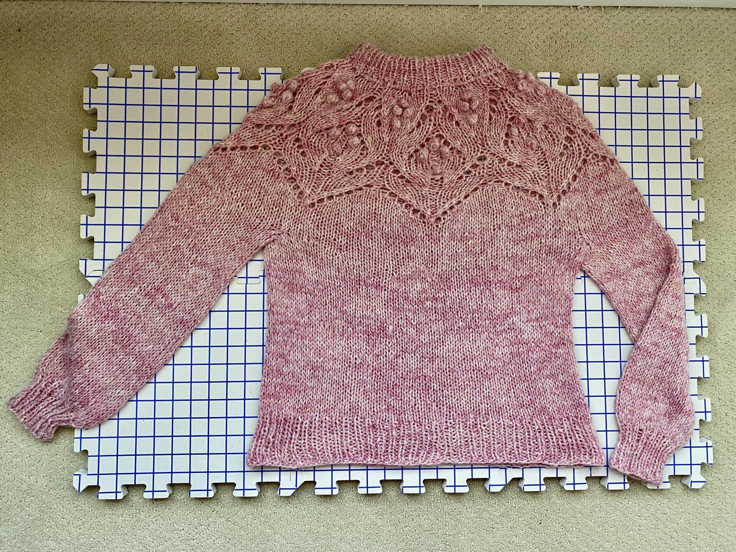 Made the Magnolia Bloom sweater (waiting for it to dry)