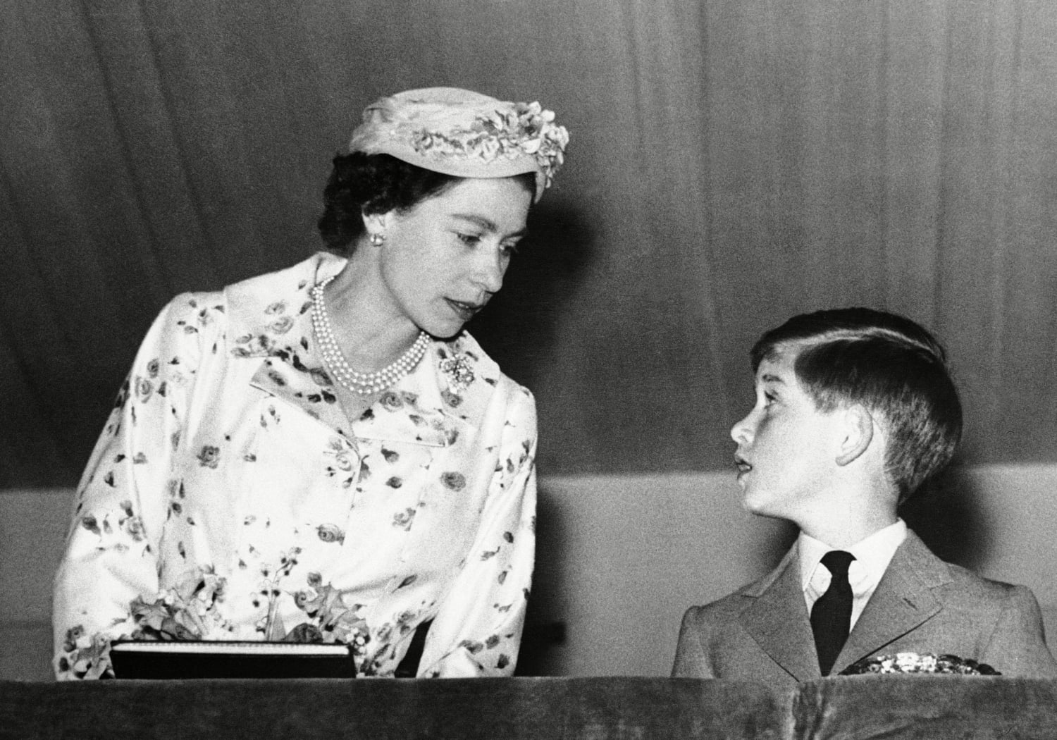 Queen Elizabeth II with her son Prince Charles 1957