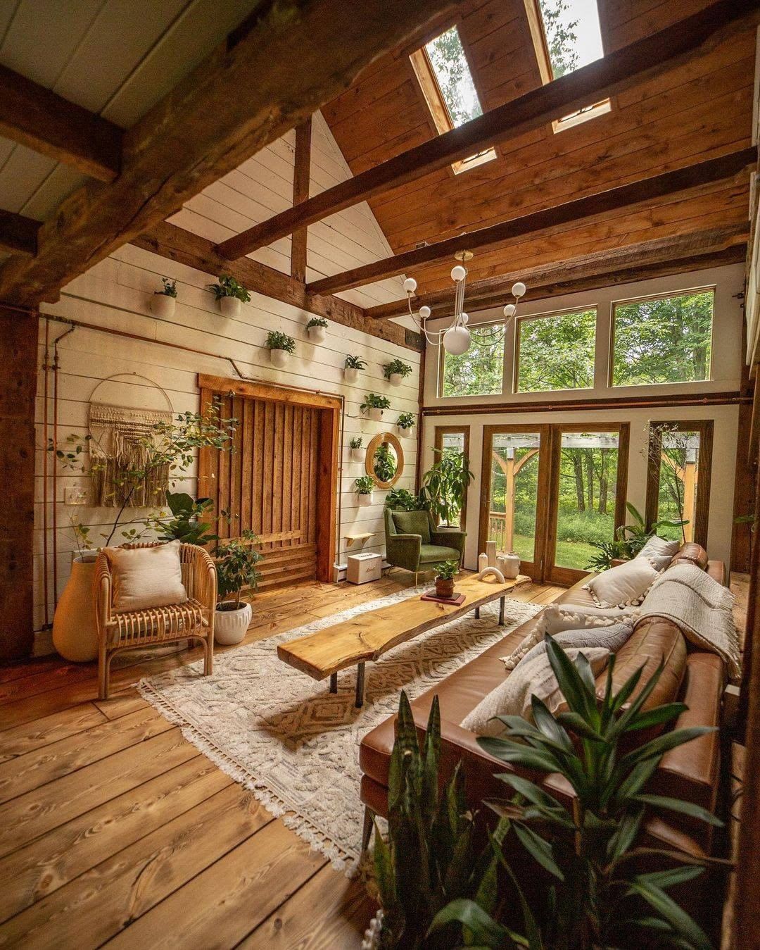 Rustic cabin with exposed beams and skylights in Jewett, Greene County, New York