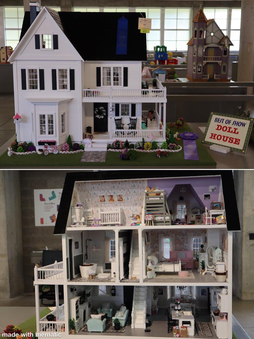 My wife spent the last year and a half working on this dollhouse, and it placed Best of Show at the state fair. I’m very proud of her
