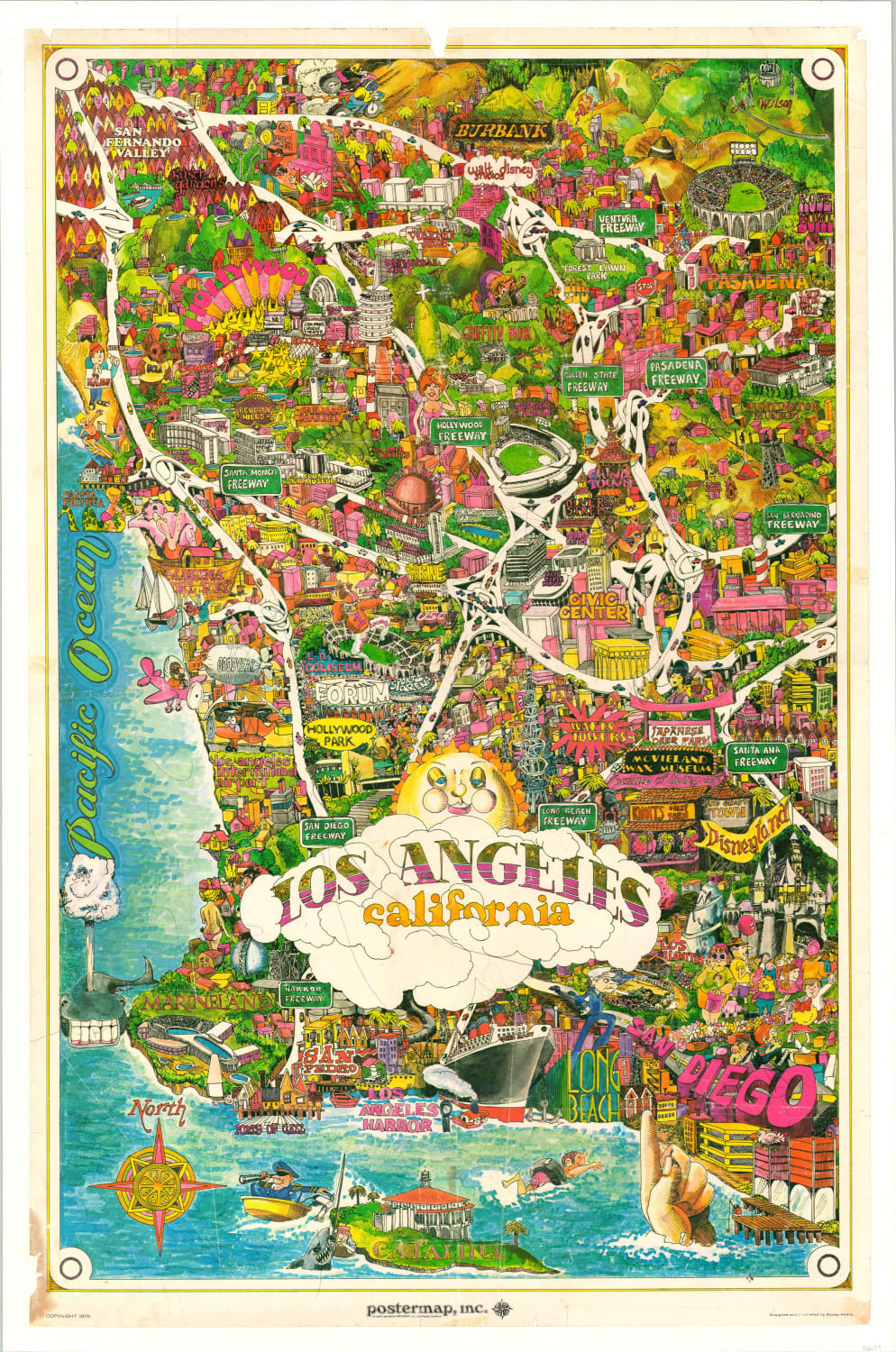 Los Angeles California - 1970 Poster Map