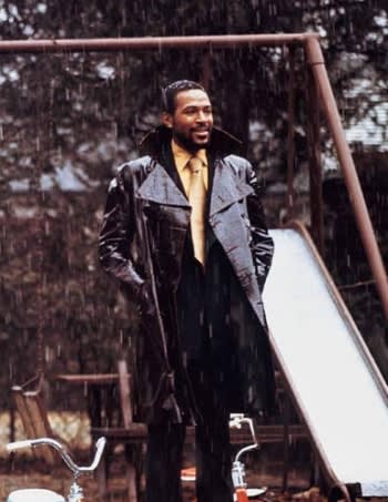 Marvin Gaye in the rain, a shot from the photoshoot for his 1971 album, "What's Going On" released 50 years ago this month and considered by many, including me, to be the greatest album of all time