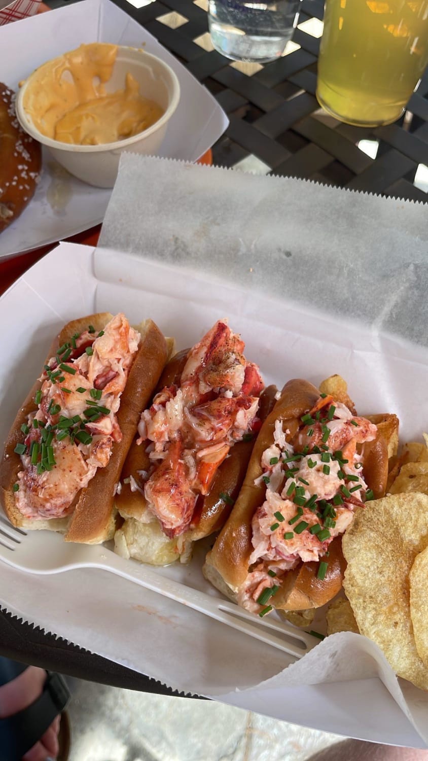 A lobster roll flight from Allagash Brewery in Portland, ME