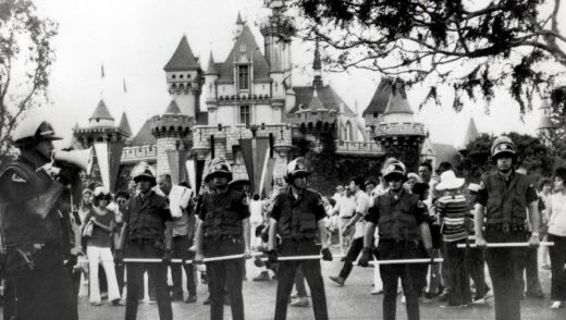 OtD 6 Aug 1970 300 Yippies – countercultural radical youth – invaded Disneyland, protesting against the Vietnam war and calling for the liberation of Minnie Mouse from patriarchal captivity. Disney security and armed riot police were brought in.