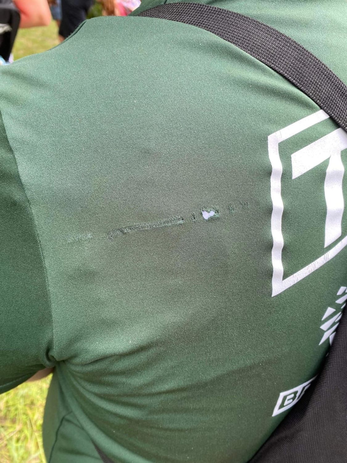 Ricky’s drive on 10 yesterday grazed my shoulder and left a skid mark on my shirt.