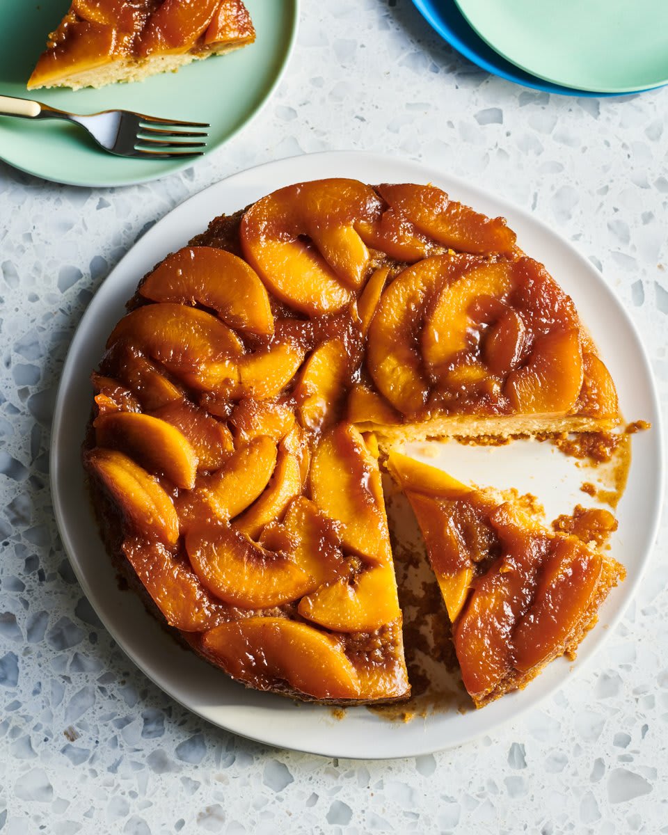 This peach upside-down cake deserves the top spot on your summer baking list: