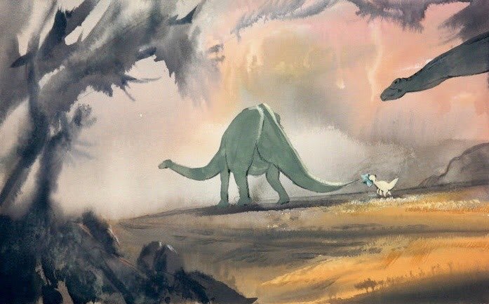 Animation art from THE LAND BEFORE TIME (1988).