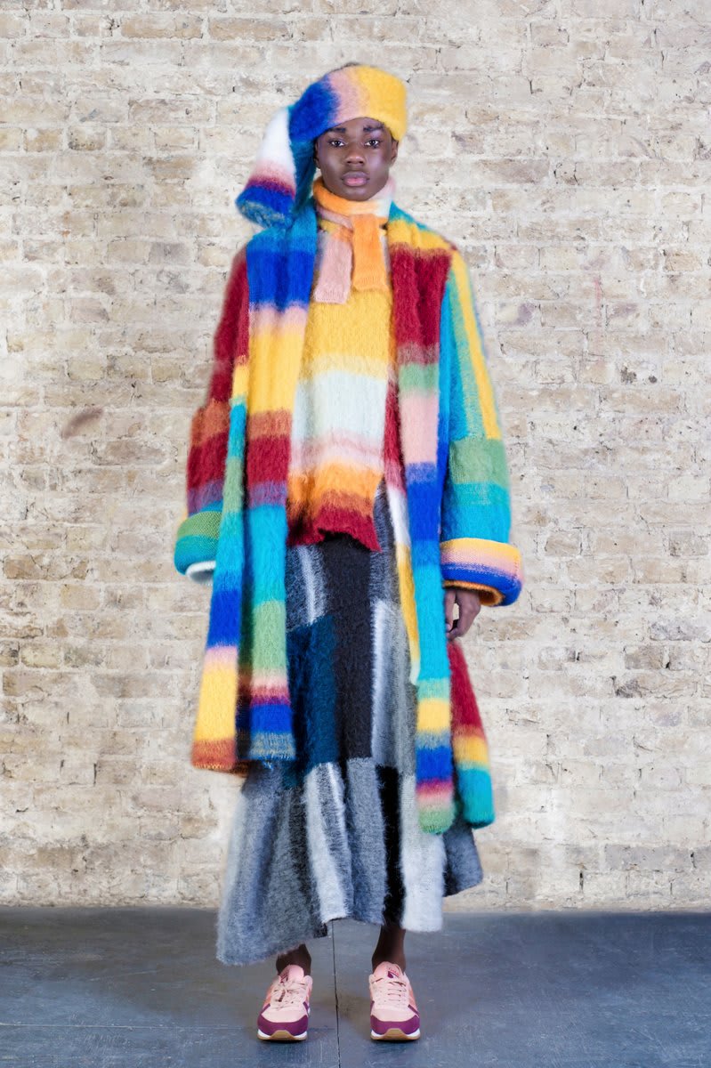 Bold colors, mixed geometric prints, and richly textured knitwear made up Ka Wa Key's fall offering.