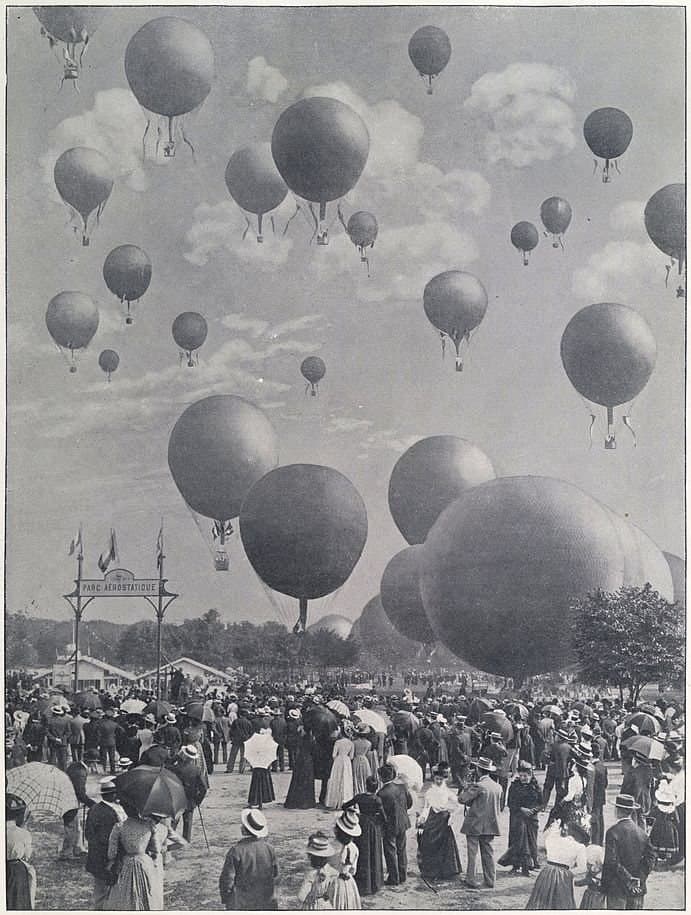 Hot air balloon racing at the Paris Olympics (1900)