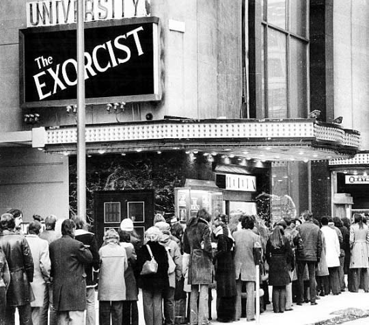 January 8, 1974: Waiting for hours in below freezing temperatures, Toronto moviegoers line up in record numbers to see The Exorcist.