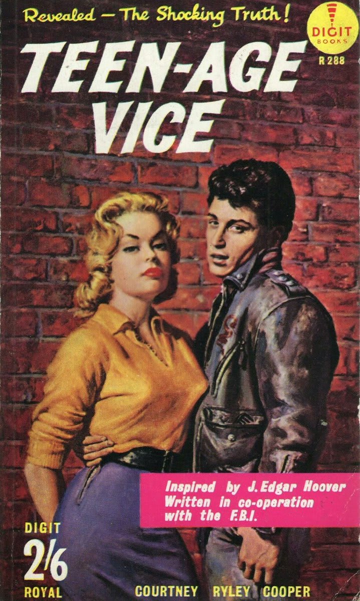 Later used as a Stray Cats poster. Teen-Age Vice, by Courtney Riley Cooper. Digit Books, 1959.