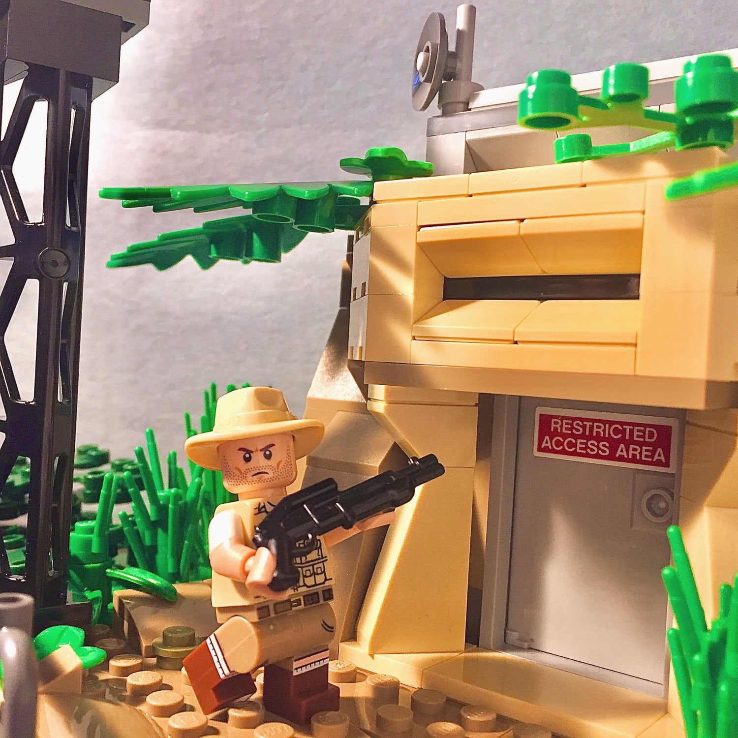 The Wonder Woman 84 bunker without the radar tower works really well for Jurassic Park, made a scene with a custom Robert Muldoon