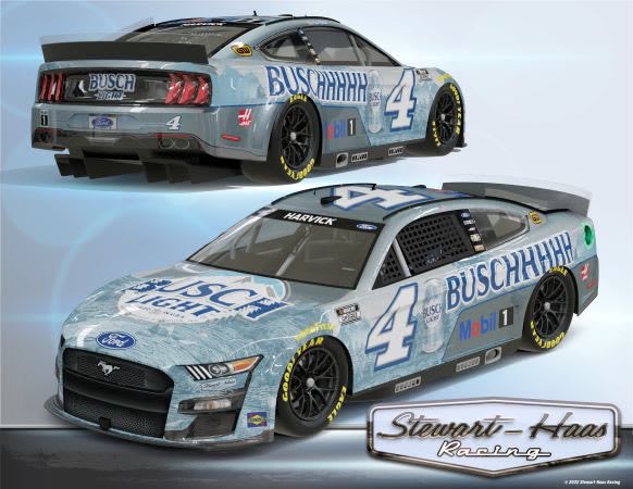 Here is Kevin Harvick’s #4 Busch Light Ford paint scheme for 2022. It’s first race will be the Clash.