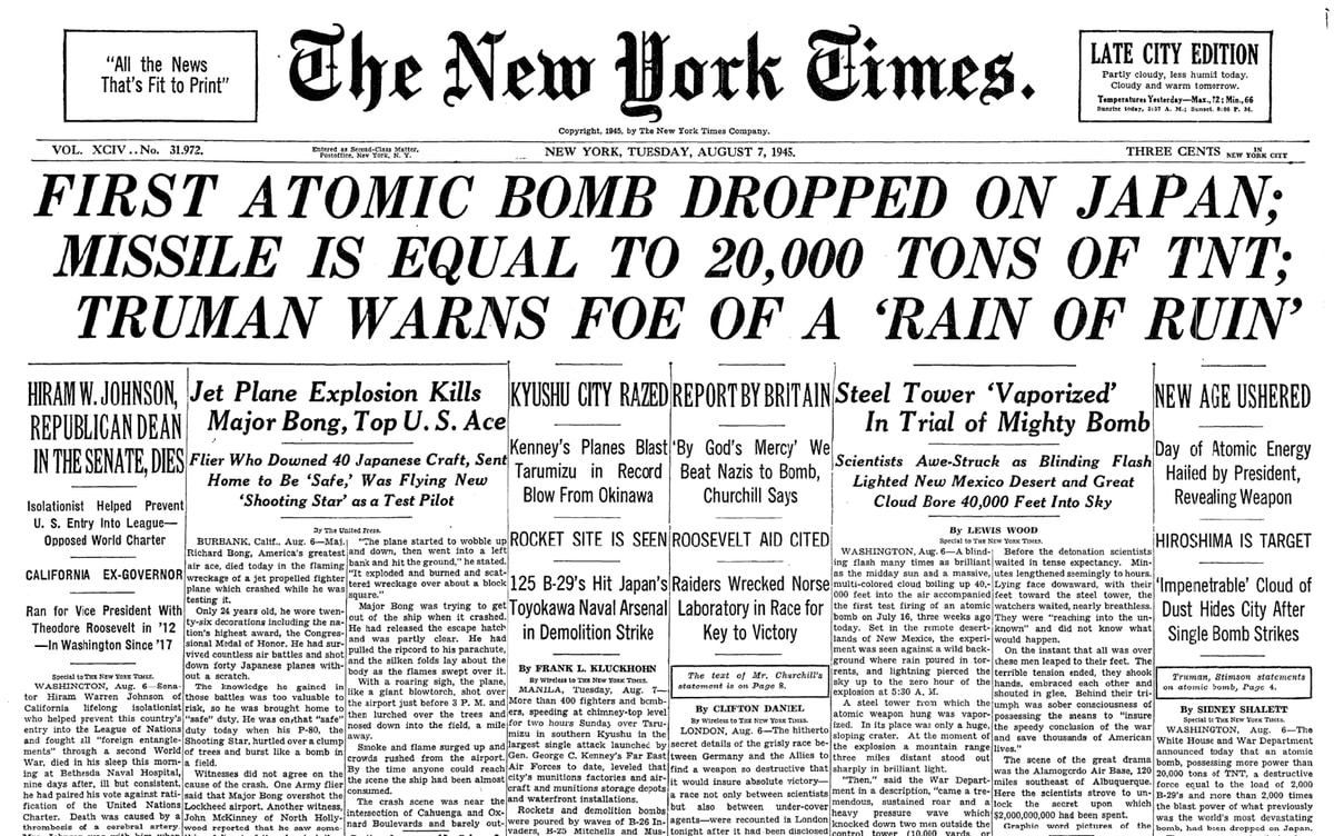 Today marks 75 years since the U.S. dropped an atomic bomb on the Japanese city of Hiroshima