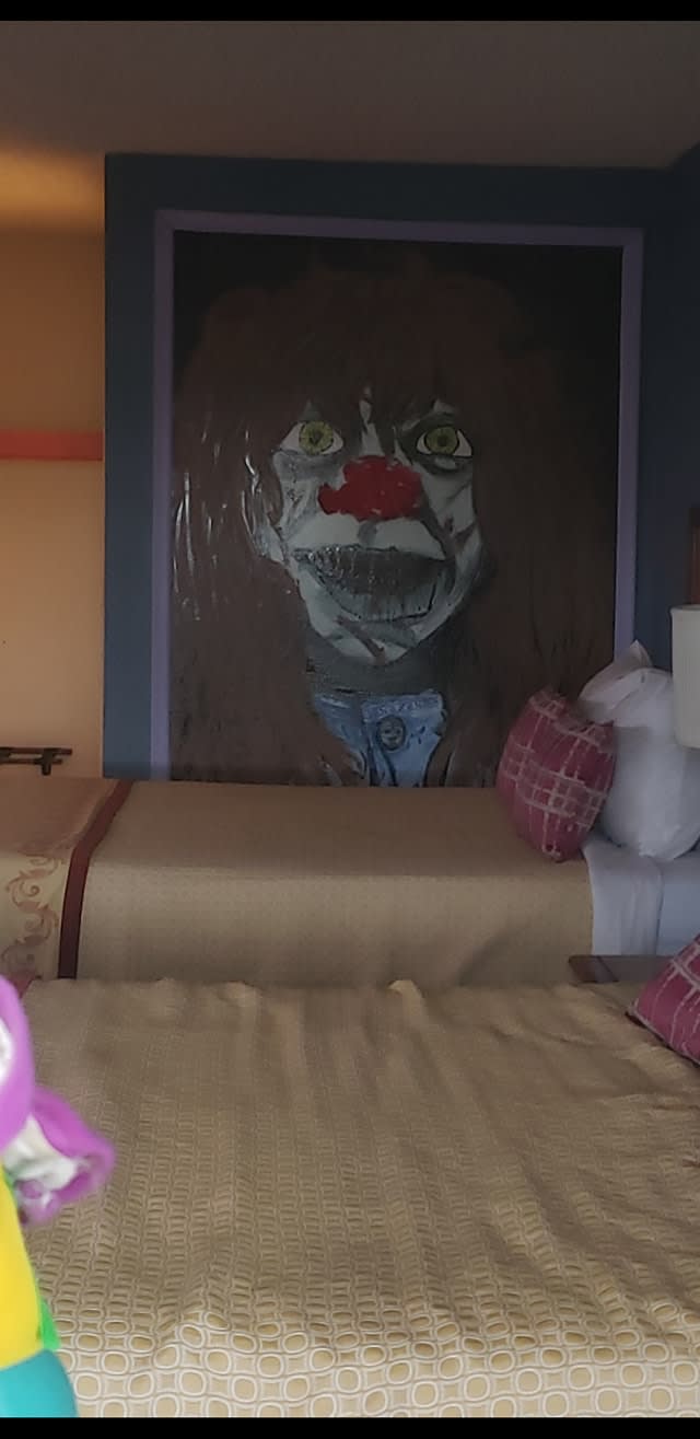 This painting is featured in a room at the Clown Hotel in Nevada