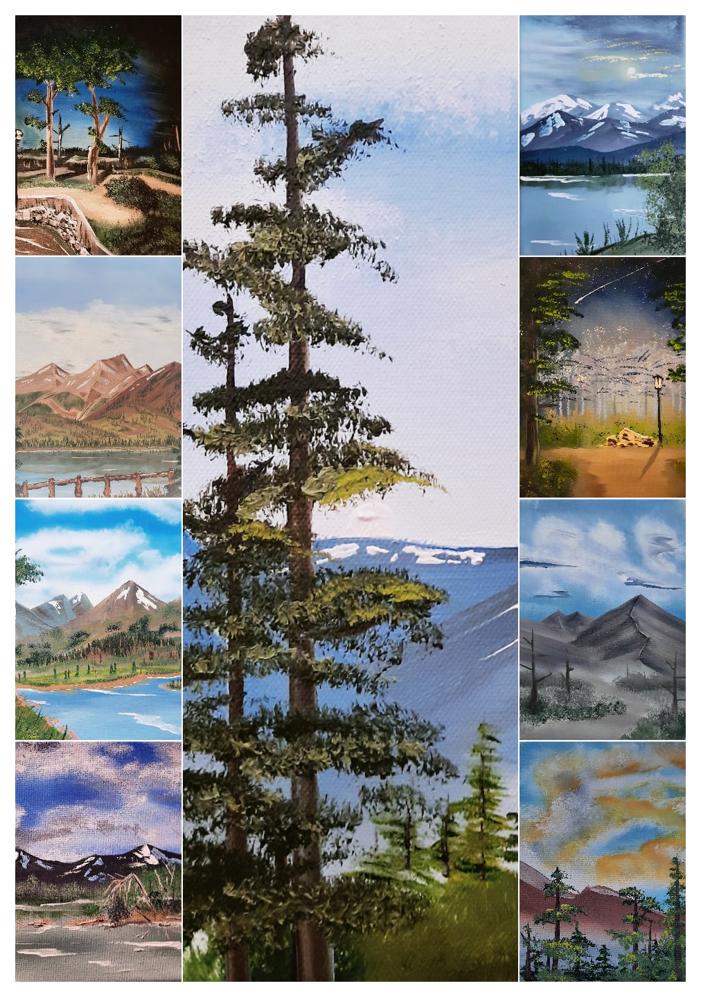 9 of my Plein Air oil paintings from my trip to CO in a collage