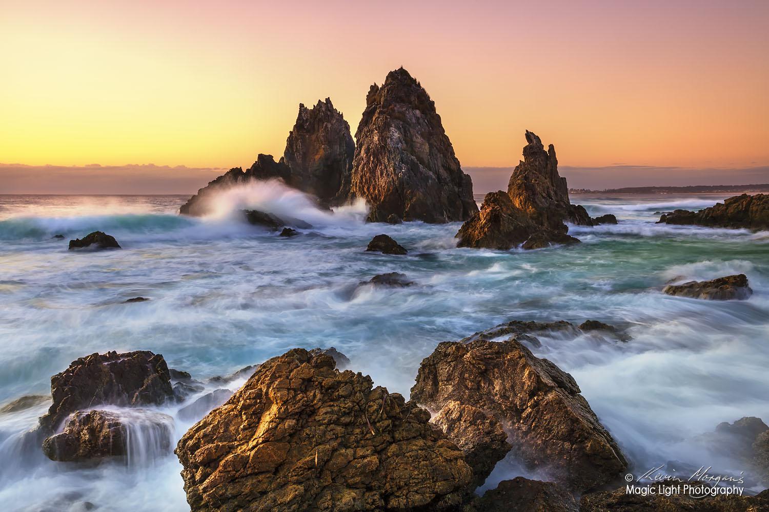 Sunrise at Camel Rock in Bermagui on the South Coast of New South Wales, Australia.