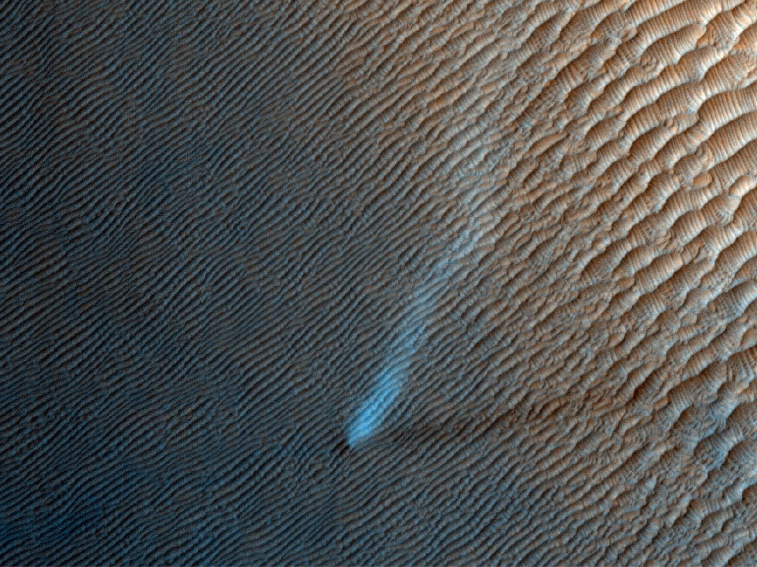 HiRISE image of a whirling Dust Devil
