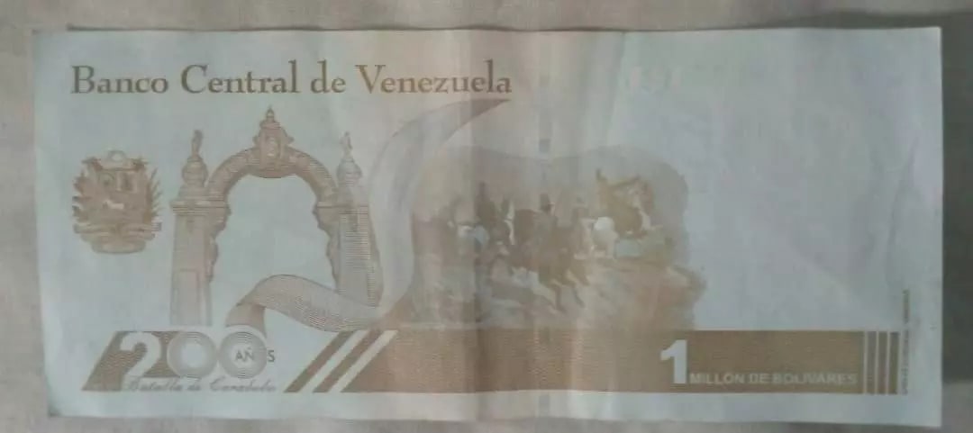 I present you the highest denomination banknote in circulation in the world (AFAIK), the 1,000,000 Bolivares bill! When released months ago was worth 0.52 USD now sits confortably at 0.25 USD!
