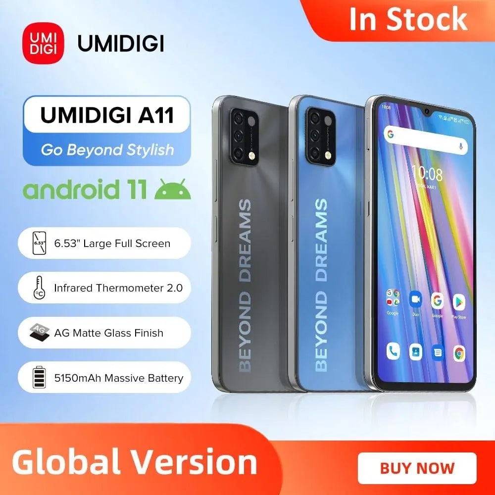 UMIDIGI A11 Global Version Android 11 Smartphone Helio G25 64GB 128GB