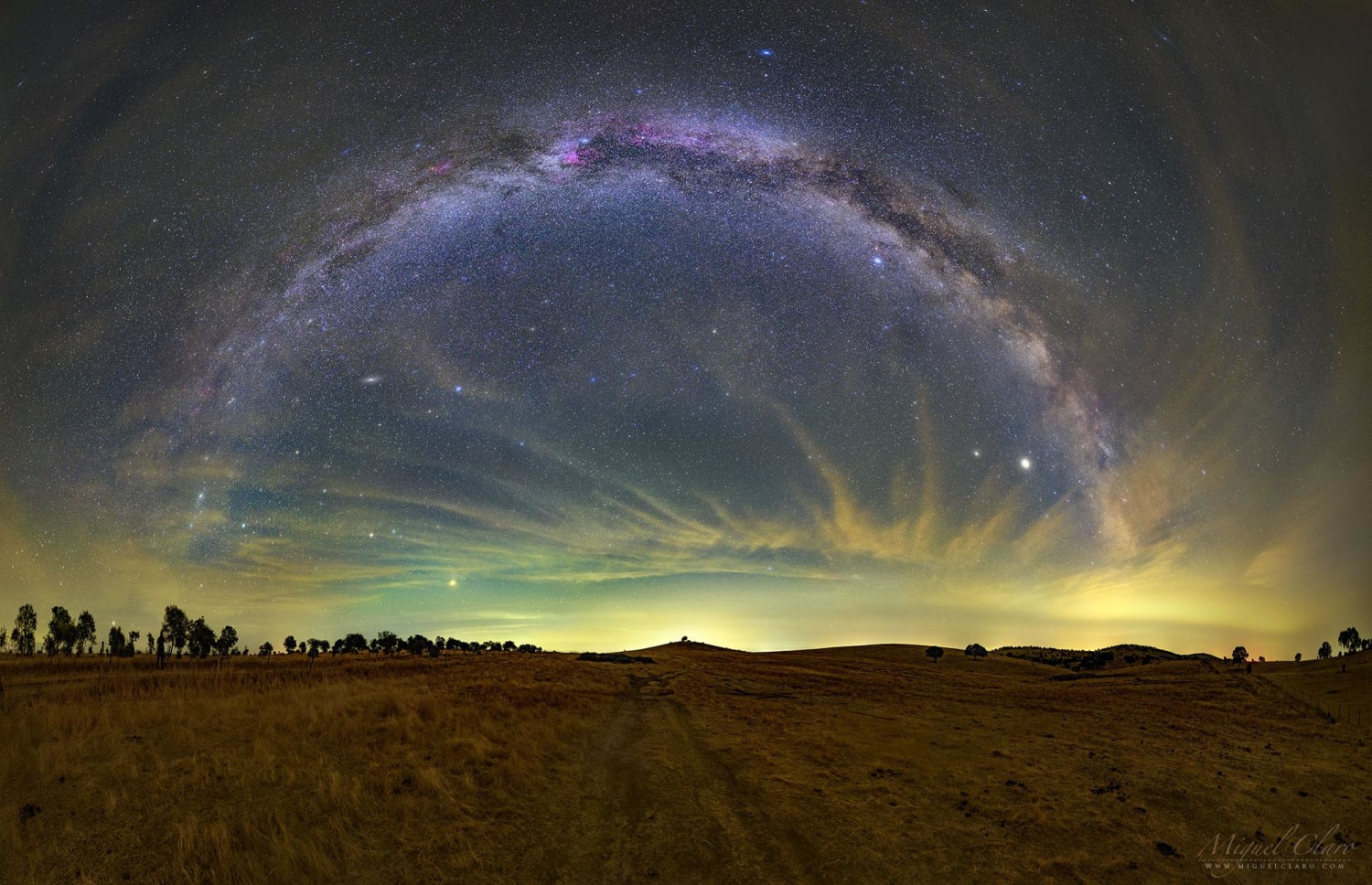 The mission was to document night-flying birds -- but it ended up also documenting a beautiful sky. The featured wide-angle mosaic was taken over the steppe golden fields in Mértola, Portugal in 2020.