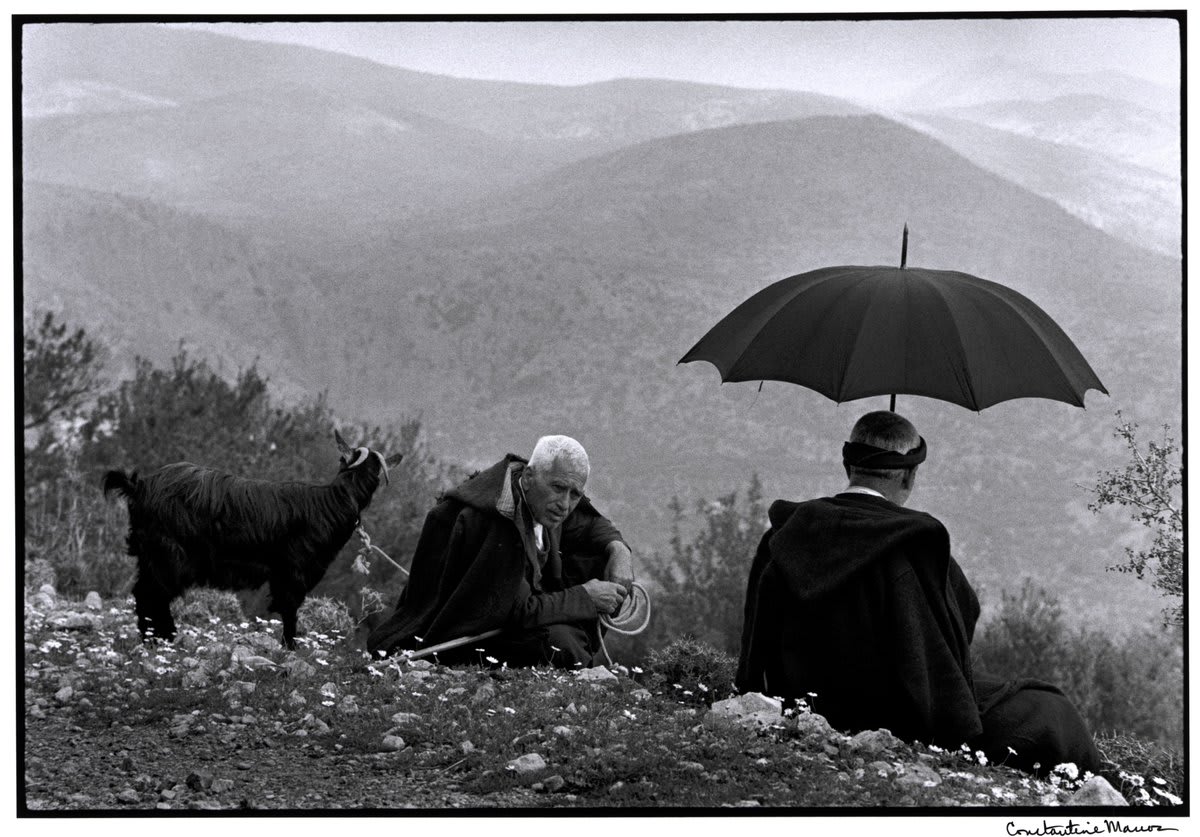 Shepherds with a goat. Crete, Greece. 1964. This is your last chance to buy this image by Constantine Manos as an estate-stamped museum-quality print: https://t.co/T9HpH6dDMz © Constantine Manos / Magnum Photos