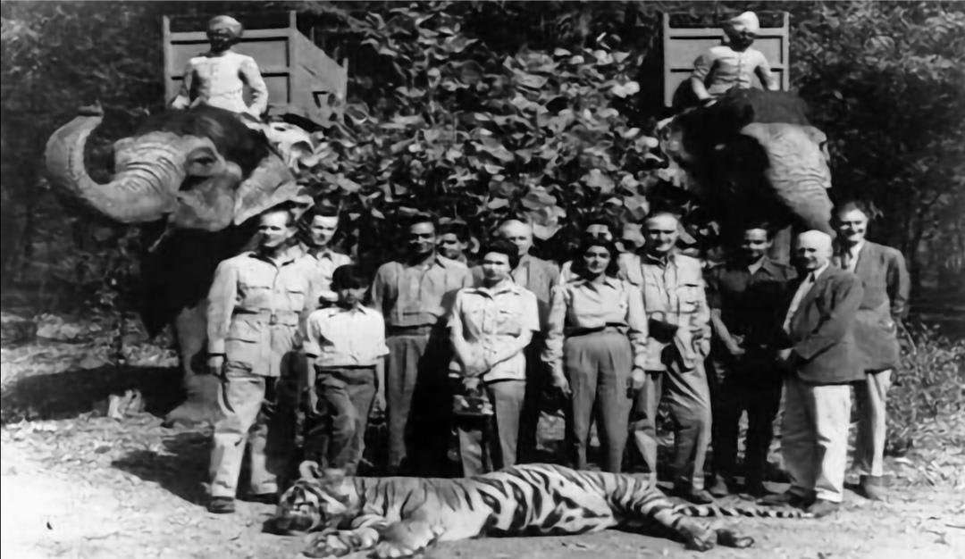 Queen Elizabeth II with Prince Philips on the Tiger hunting expedition in India, 1950.