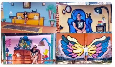 In Brazil, a graffiti artist saw that people were sad while waiting for the bus. She wanted to cheer them up — so she went around town and did this. Now, people enjoy waiting at the bus stop.