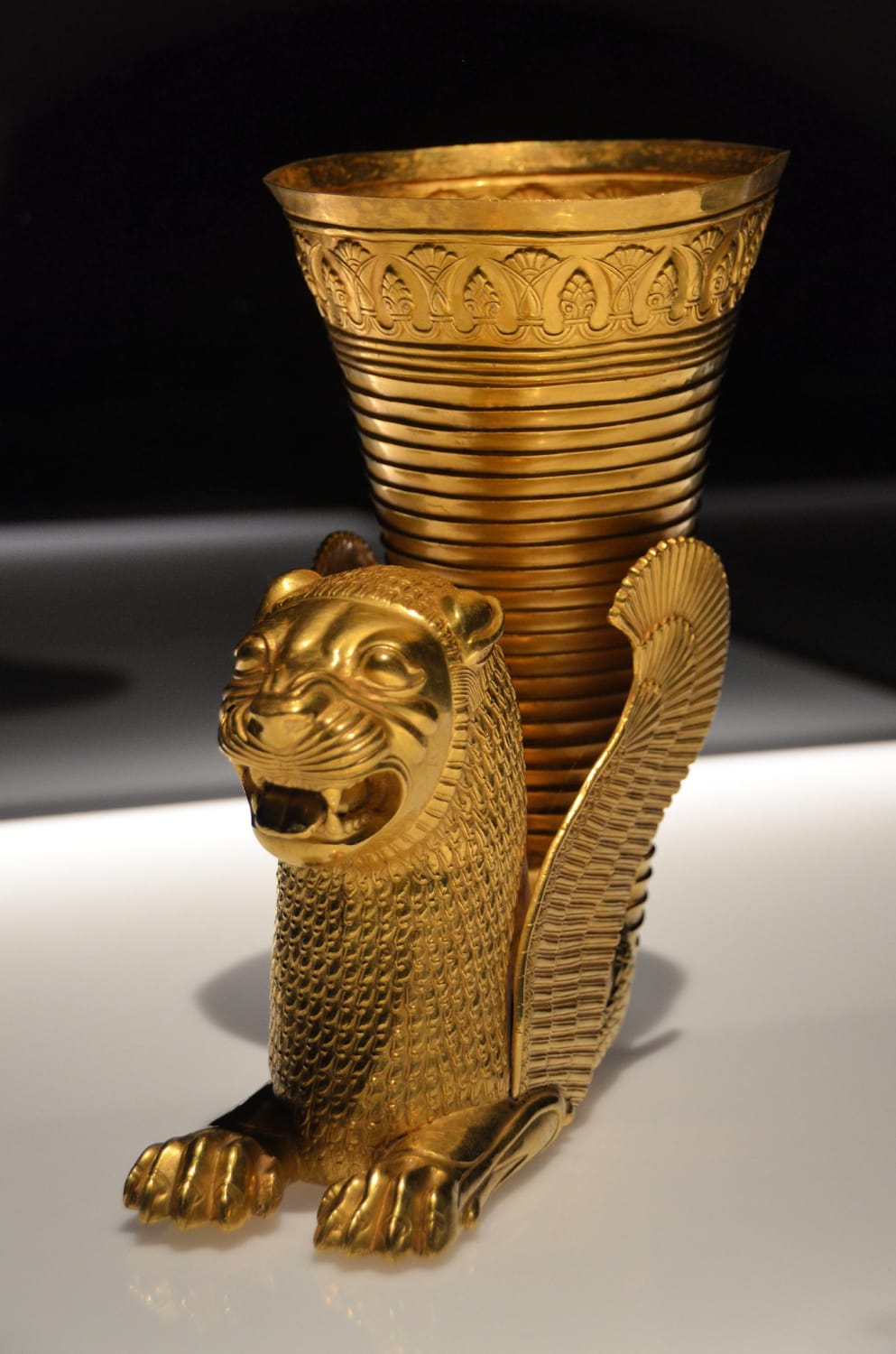 Hamadan, Achaemenide Persian Lion Rhyton, Tehran National Museum, Iran, 550 BCE - 330 BCE .