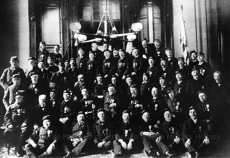 a group of Jewish Civil War veterans meeting at the Lexington Avenue Opera House in New York to create the Hebrew Union Veterans Association. March 15, 1896.