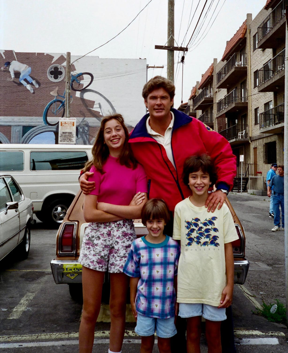 Me (left) and my sisters, hassling the Hoff in 1995 near Venice Beach. Our mom made us take a photo with him. Lol.