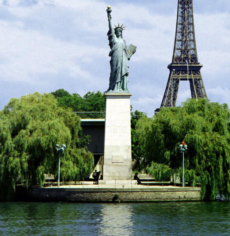 In Paris there’s a quarter-scale replica of the Statue of Liberty. It’s 22 metres tall and faces west in the direction of its larger sibling in New York City.