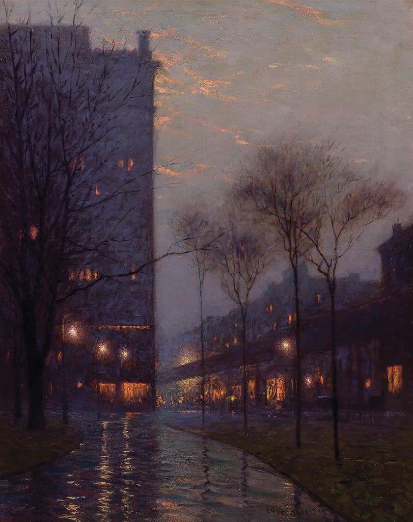 Bryant Park at Evening, New York, Lowell Birge Harrison (1854-1929),