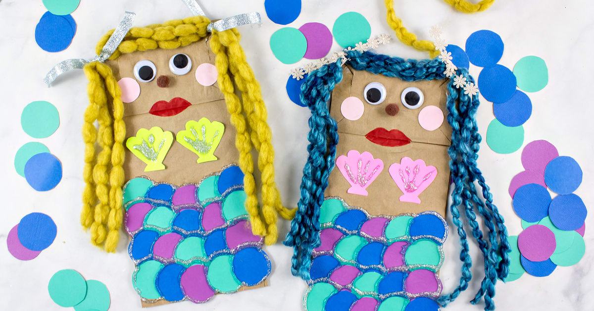 Super Cute Mermaid Paper Bag Puppet Craft for Kids