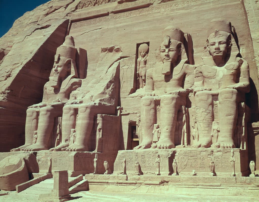 Four colossal figures of the king, from the Temple of Ramesses II, New Kingdom, c.1279-1213 BC