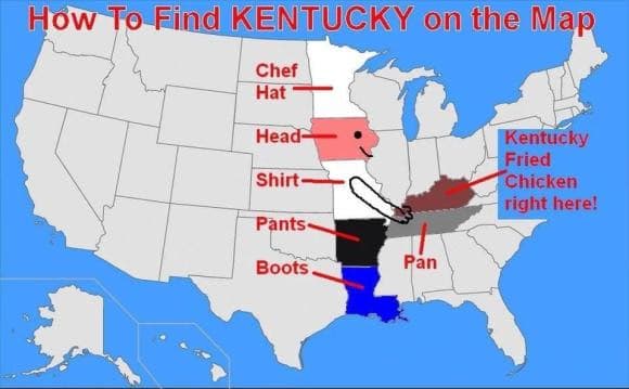 Chef Holding Fried Chicken Hidden on Map of the USA