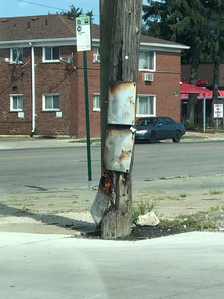 Smelled a bbq in Detroit but it was actually this pole on fire