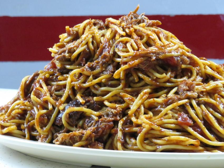 Barbecue Spaghetti is a dish created in Memphis in the 1950s. Find out all about it on a new ManFireFood at 9pm ET. Make your own awesome bbq creations: