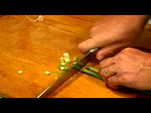 Cutting Green Onion for Stuffed Mirlitons