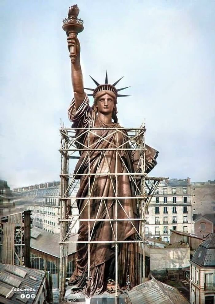 The Statue Of Liberty in its original color- Paris, France - 1886 (Before It Was Transported To America)